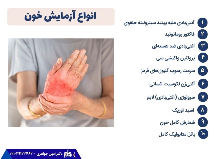 انواع آزمایش خون