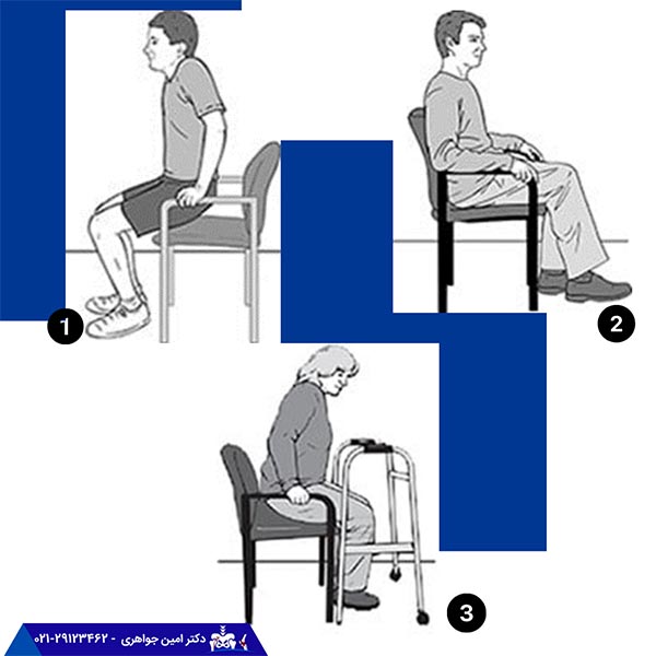 نحوه نشستن و بلند شدن پس از تعویض مفصل ران چگونه است؟